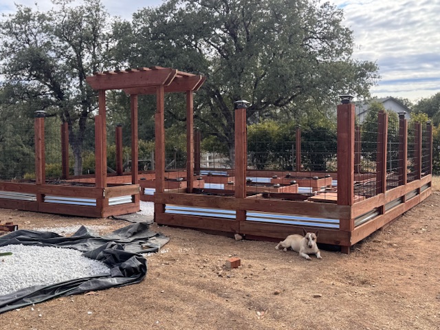Raised garden beds with pergola