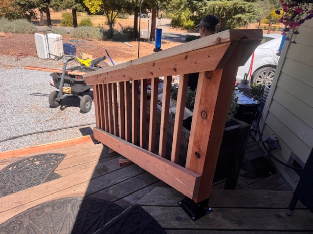 Deck railing build in progress