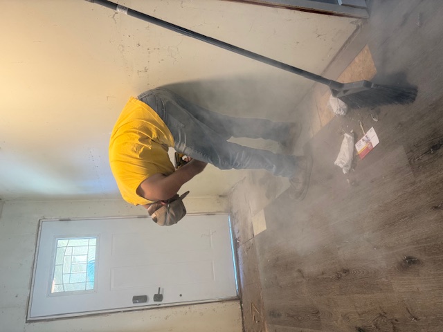 Flooring installation in progress